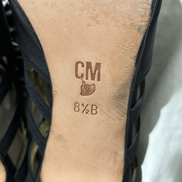 Claudio Merazzi 38.5 black platform rhinestone starburst shoe vintage euc box - Picture 11 of 15